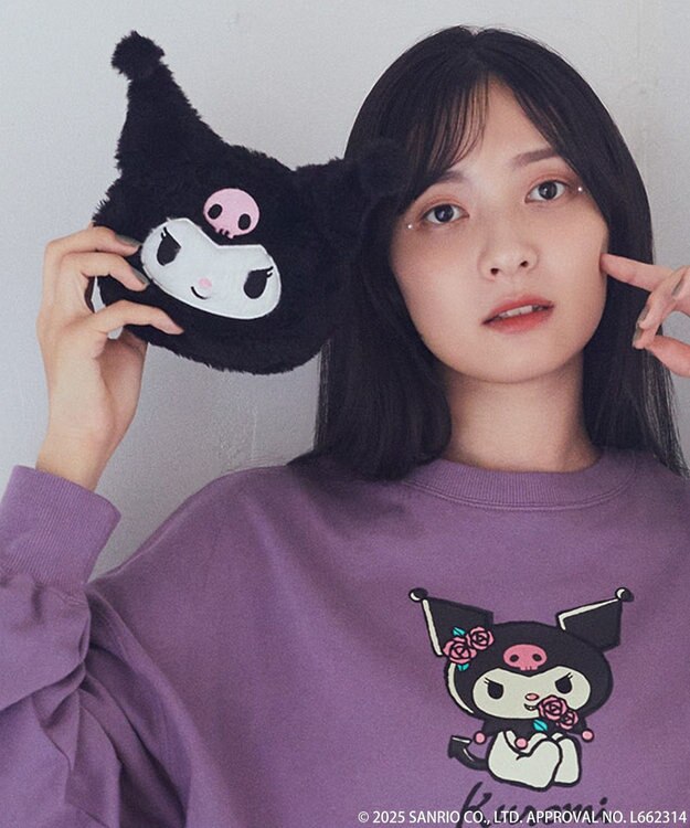 クロミ Amoriregirl×kuromiコラボ】クロミ袖刺繍ラッフルスウェット
