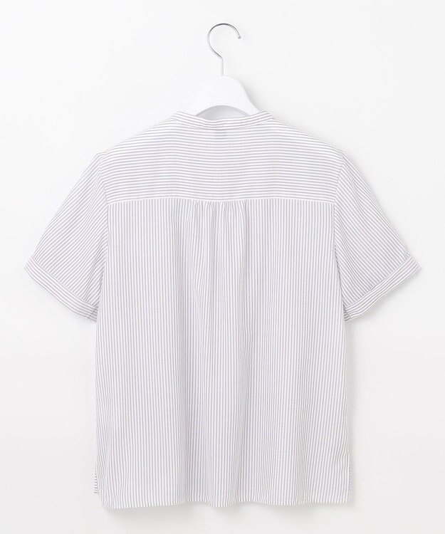 J.PRESS LADIES S 【洗える】ドビー強撚ストライプ 前開き ブラウス ラベンダー系1