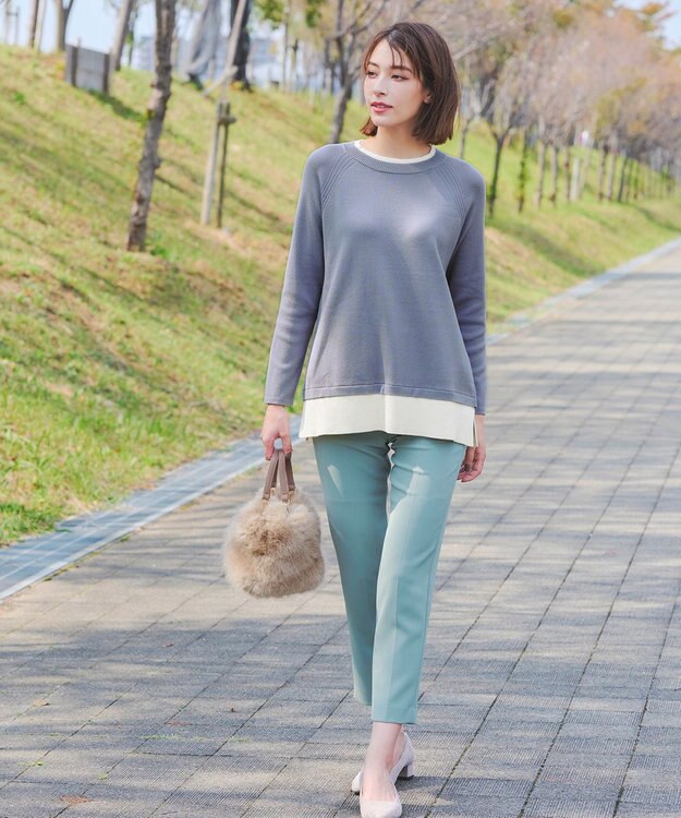 Tiaclasse フェイクファー巾着バック グレージュ