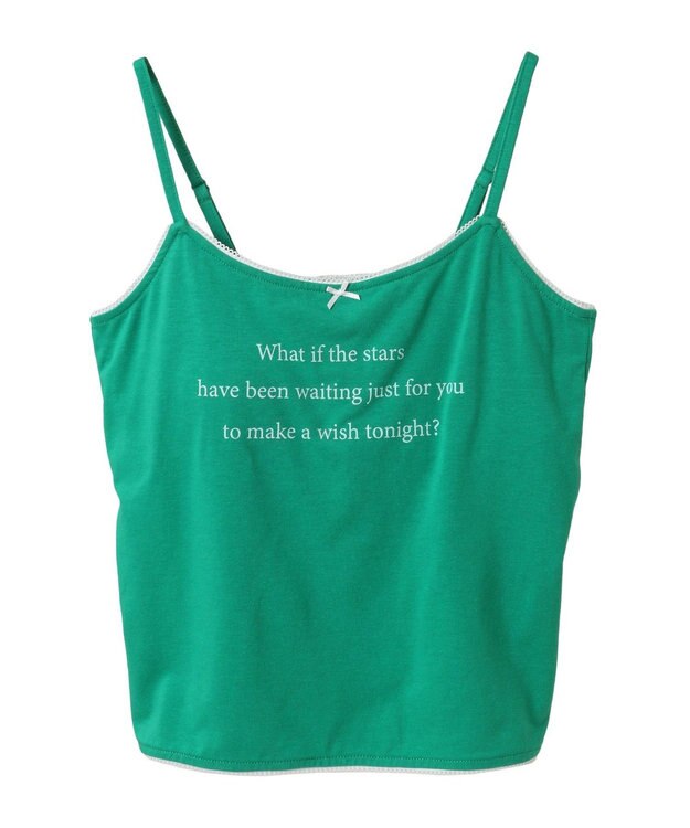 earth music&ecology メッセージプリントカップ付きキャミソール Green