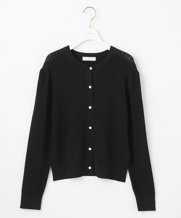ANY SIS L 【洗える】レーシーディテール カーディガン ブラック