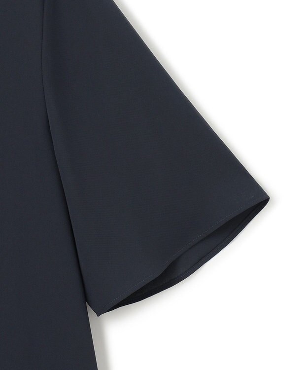 ICB 【接触冷感・UVケア・速乾・洗える】BackSatinAmunzen  5分袖スカーフタイブラウス ネイビー系