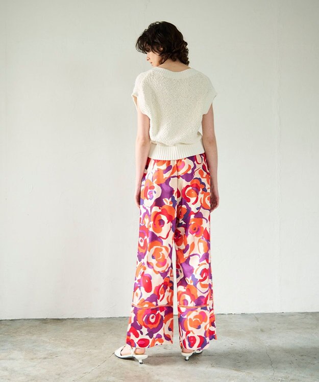 GRACE CONTINENTAL ペイントカラーワイドパンツ オレンジ