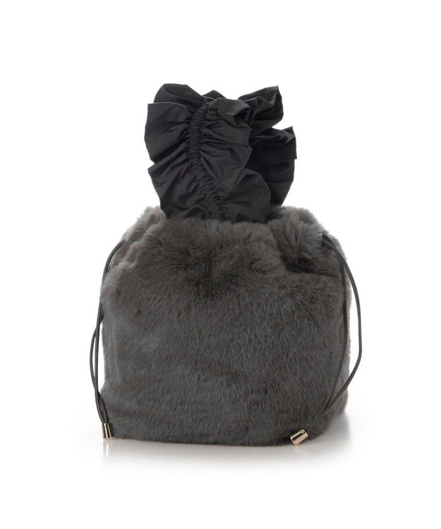 UNBILLION カシュカシュ cachecache / フリルハンドルエコファー巾着バッグ GY