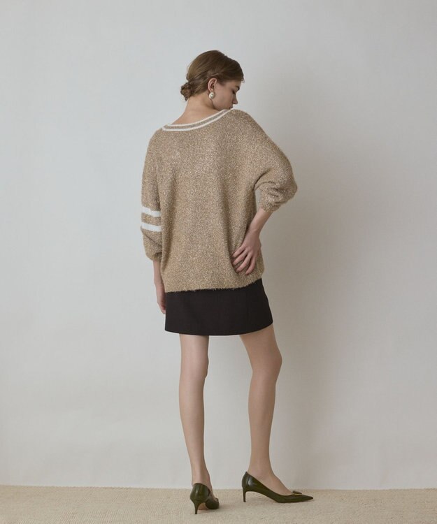 GRACE CONTINENTAL グリッターニットカーディガン ベージュ