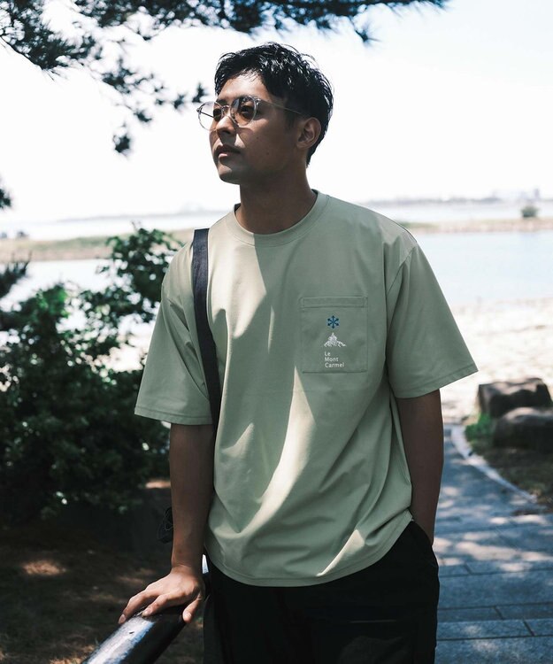 SHARE PARK MENS 【UVカット・吸水速乾・ストレッチ・軽量 】ポケットロゴTシャツ（L・XLサイズ） 黄緑系