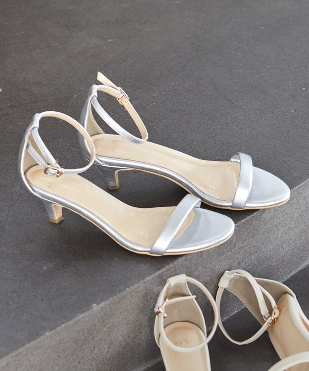 ANY SIS 【WEB・一部店舗限定】ラインベルトヒール サンダル シルバー