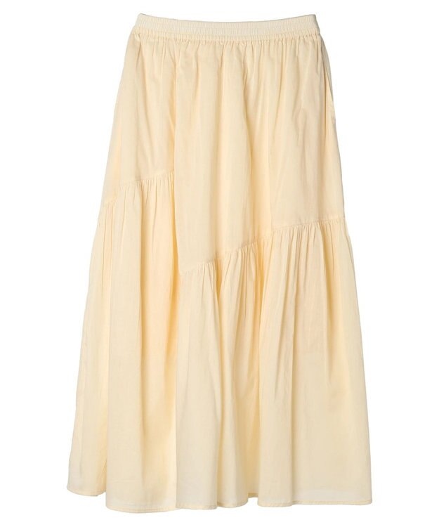 earth music&ecology コットンボイルランダム切替フレアスカート Ivory