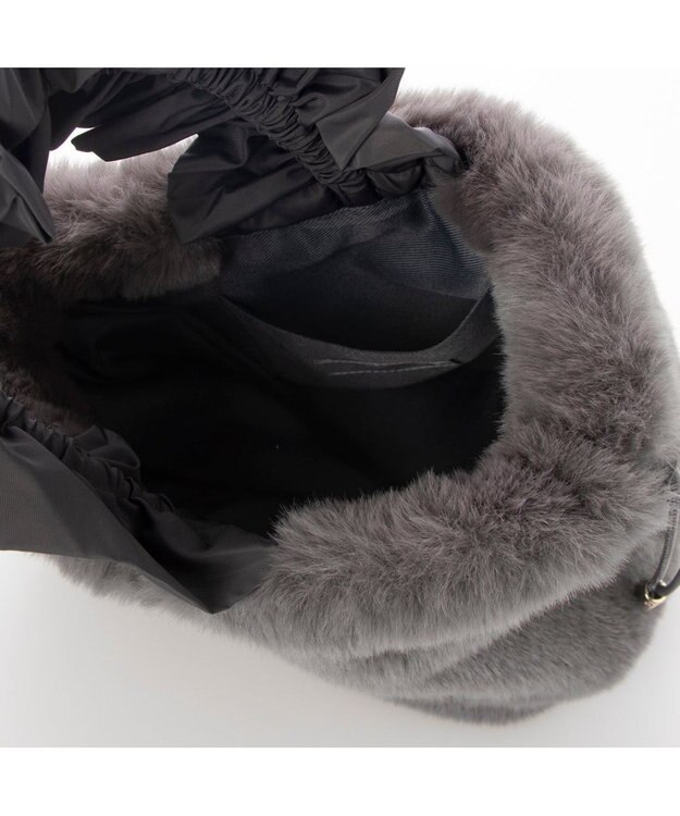 UNBILLION カシュカシュ cachecache / フリルハンドルエコファー巾着バッグ GY