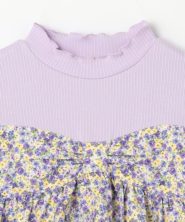ANY KIDS ドッキング花柄カットソー ラベンダー