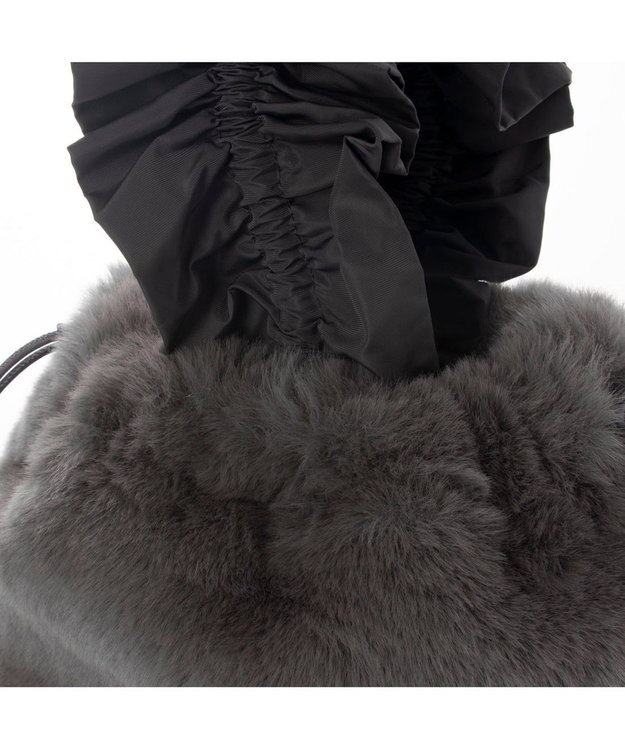 UNBILLION カシュカシュ cachecache / フリルハンドルエコファー巾着バッグ GY