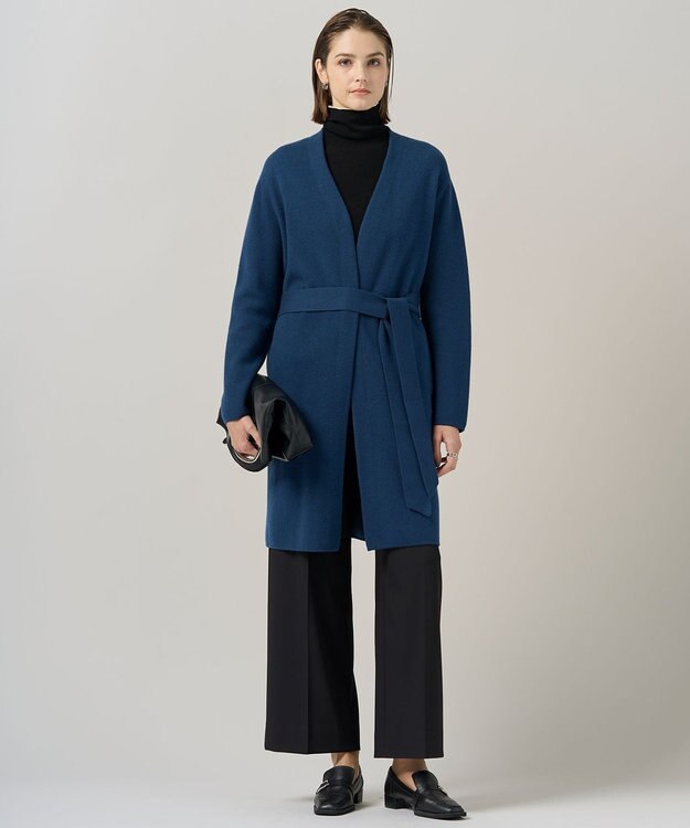 ICB L ミルドウール ロングカーディガン ブルーグレー系