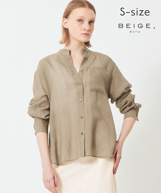 BEIGE， 【S-size】GENTIAN / スタンドカラーシャツ Khaki