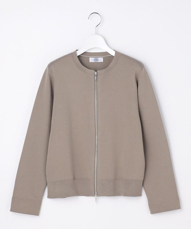 J.PRESS LADIES S INTERLOCK ニット ブルゾン モカカーキ系