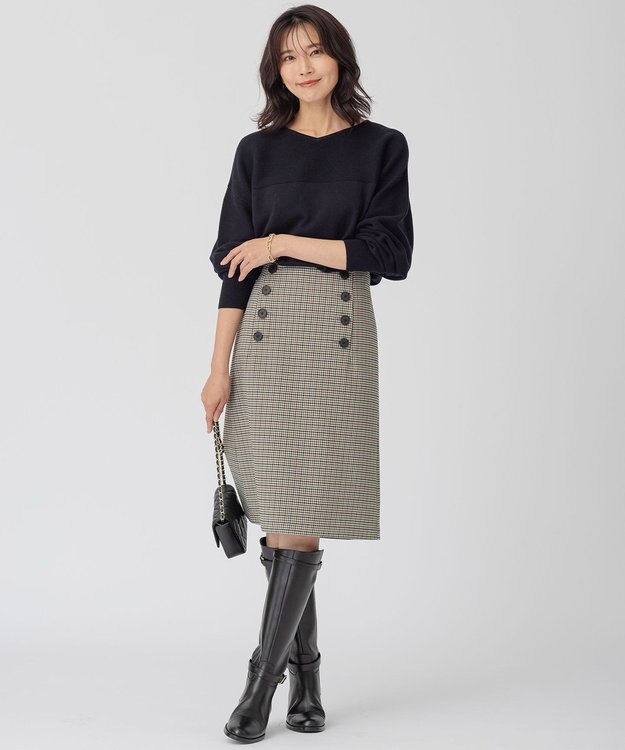 23区 【前後着用可能】コットンカシミヤ ニット ダークネイビー