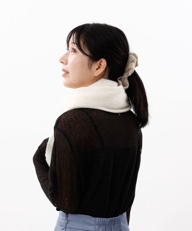 AURORA 【 LANVIN COLLECTION（ランバン コレクション） 】エアリーカシミヤ中厚無地ストール オフホワイト