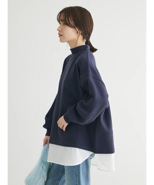 Green Parks 裏起毛ドッキングチュニック Navy