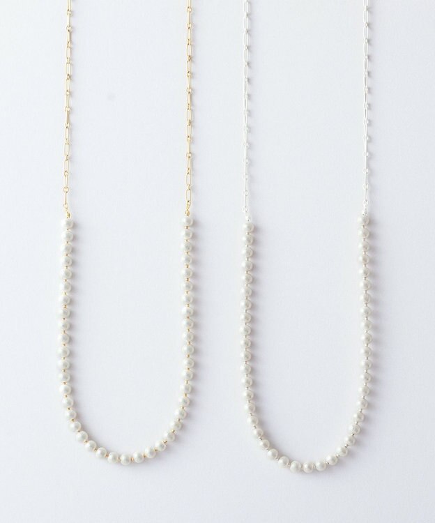 Pisceans コットンパール&フィガロチェーンネックレス マットゴールド