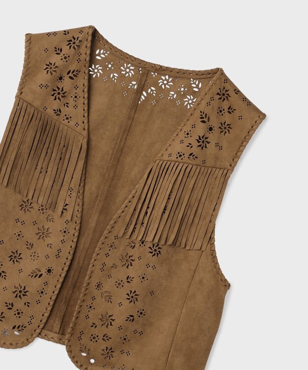 GRACE CONTINENTAL フェイクスウェードジレ キャメル