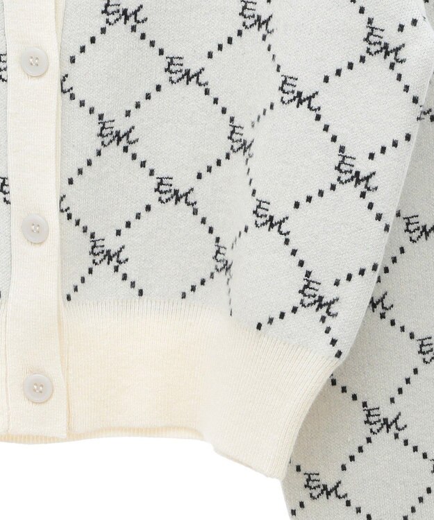 earth music&ecology モノグラムコンパクトニットカーディガン Ivory