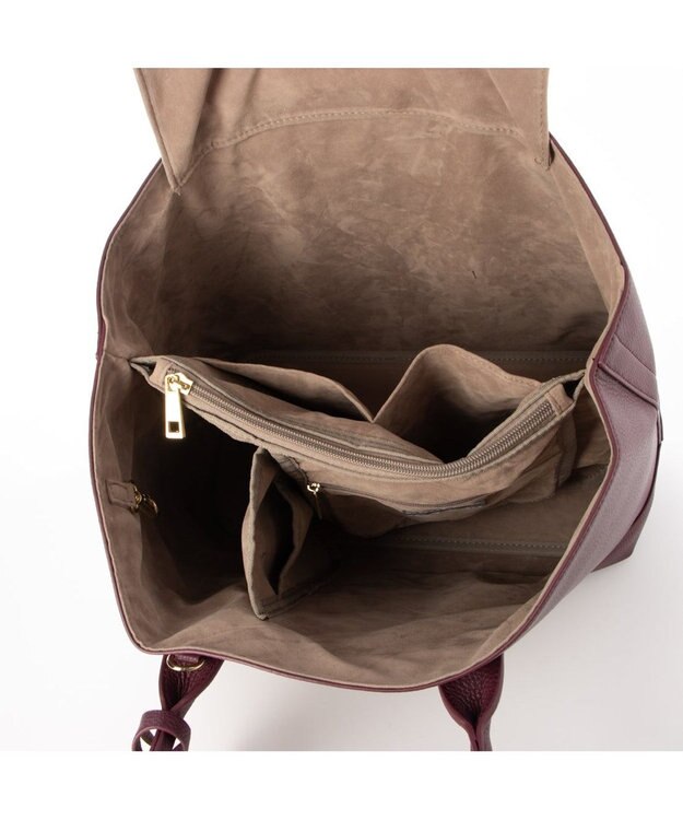 UNBILLION cachecache ショルダー付きパーテーション合成皮革トートL ワイン
