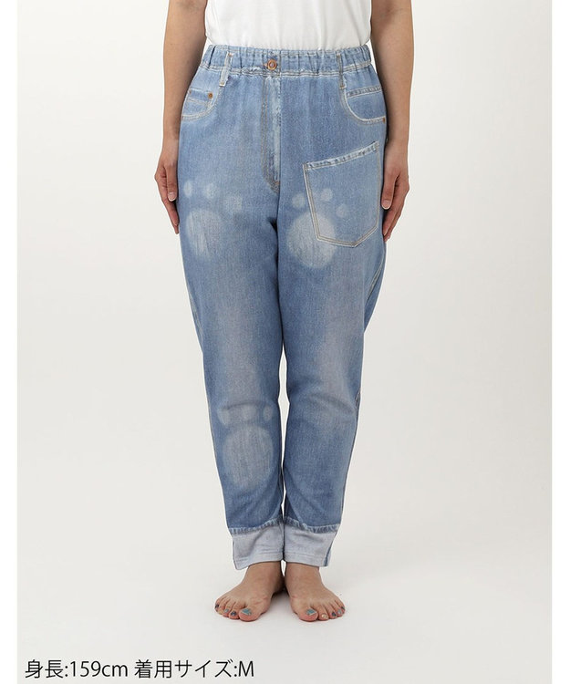 tsumori chisato SLEEP ツモリチサト ボトムス ロングパンツ ルームウェア 綿100%(本体) ミニ裏毛素材 デニム風プリント サルエルパンツ tsumori chisato SLEEP UOX558 /ワコール ブルー