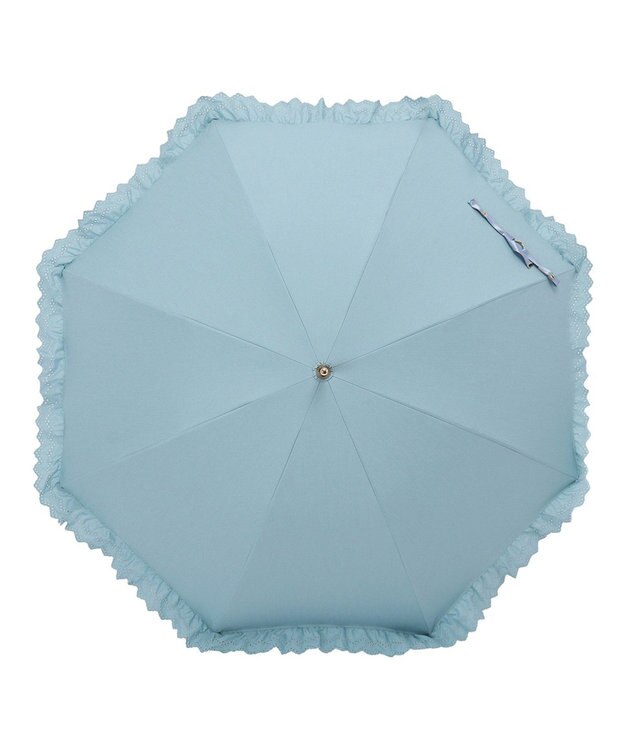 MOONBAT GRACY(グレイシー) 晴雨兼用日傘 長傘 T/C Eyelet lace Frill ナイルブルー