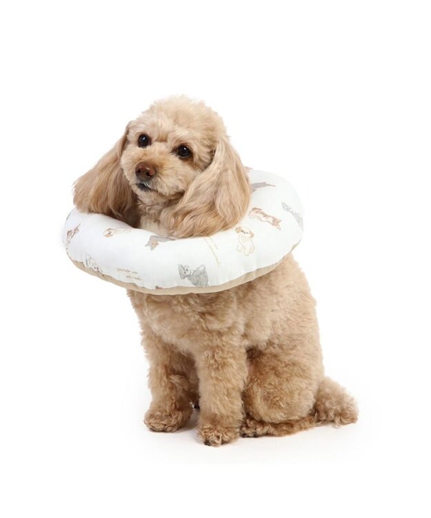 PET PARADISE ペットパラダイス makokoro エリザベスカラー 《わんちゃん柄》   ＳＳ 小型犬 ベージュ