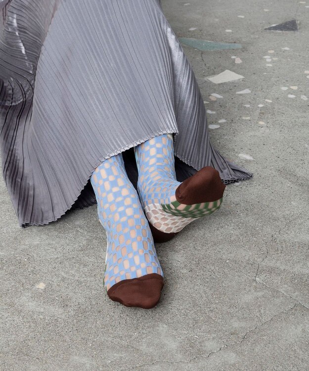 TRICOTE スクエアパターンソックス 31L.BLUE