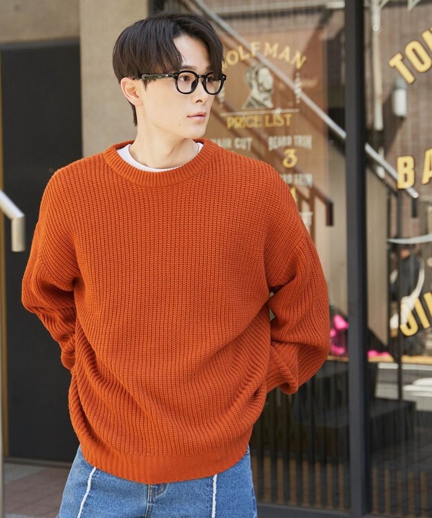 WEGO ルーズフィットプルオーバー ダークオレンジ