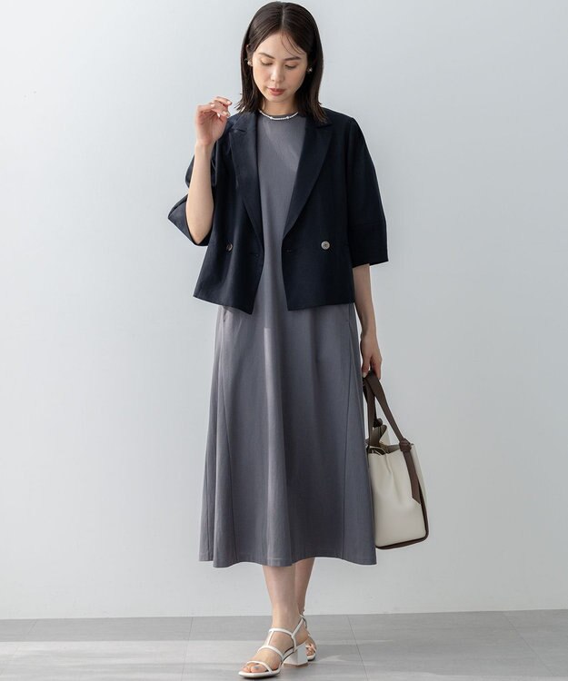 組曲 S リネンレーヨン ジャケット ネイビー系