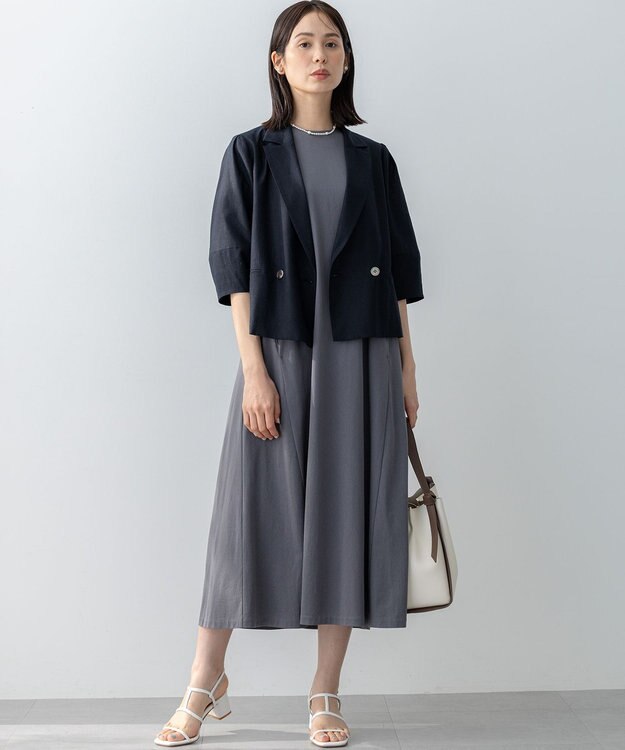 組曲 S リネンレーヨン ジャケット ネイビー系