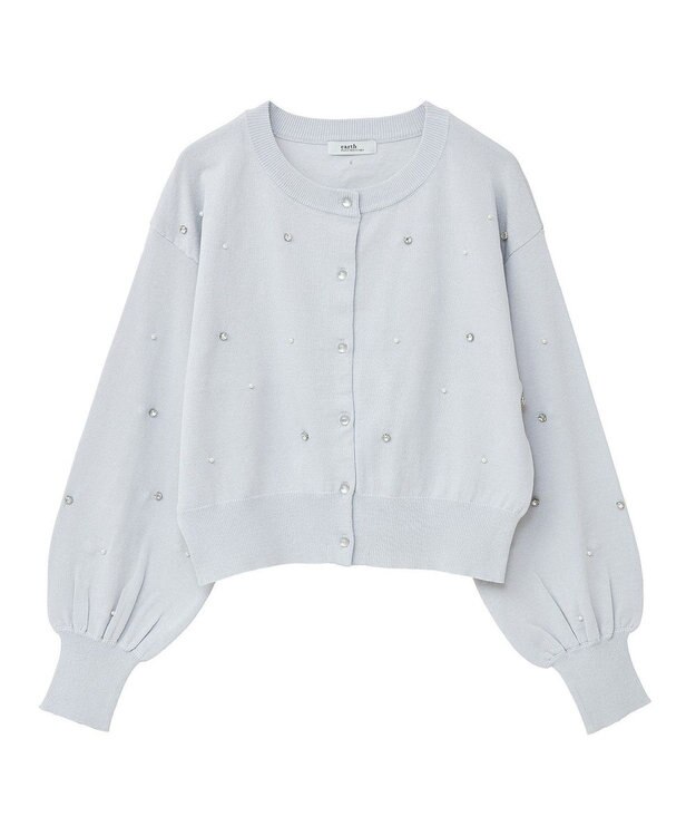earth music&ecology パール＆ビジューカーディガン Gray