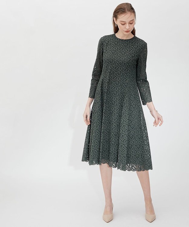 23区 【APPLAUDIR】ニュアンス フラワーレース ドレス グリーン系