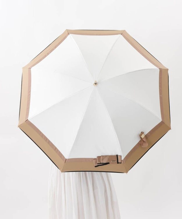 AURORA 【 Beaurance （ビューランス）】サマーシールド リボン/切り継ぎ加工晴雨兼用パラソル傘（長傘） クリーム