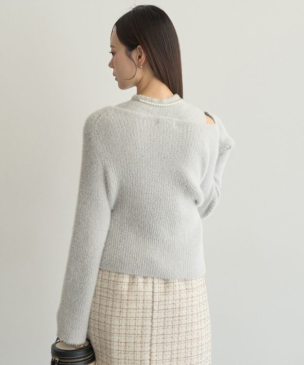 earth music&ecology SET2点チャーム付きシャギーニット＋インナー Light Gray