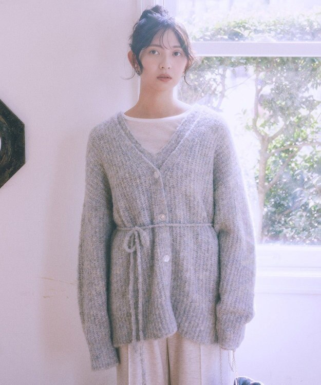 earth music&ecology 【ベルト付き】ＭＩＸカラーブークレカーディガン Light Blue