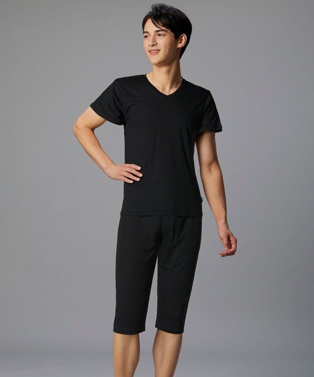 WACOAL MEN インナー　【ムレからの解放】　吸放湿性　吸汗速乾　通気性　3分袖　/ブロス　GL3310 ブラック