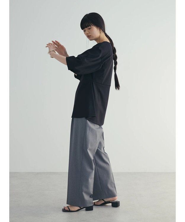 Green Parks armonia. ペプラム切替トップス Black