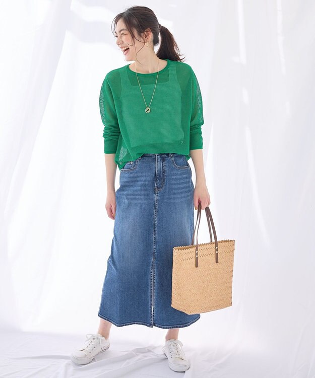 ANY 【アンチピリング】メッシュニットプルオーバー グリーン