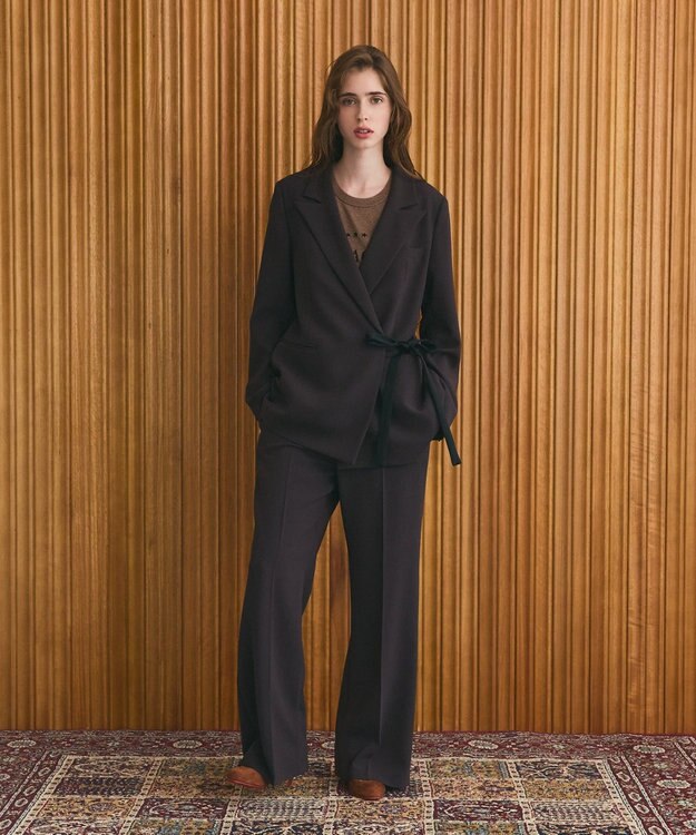 GRACE CONTINENTAL ダブルクロスストレートパンツ ブラウン