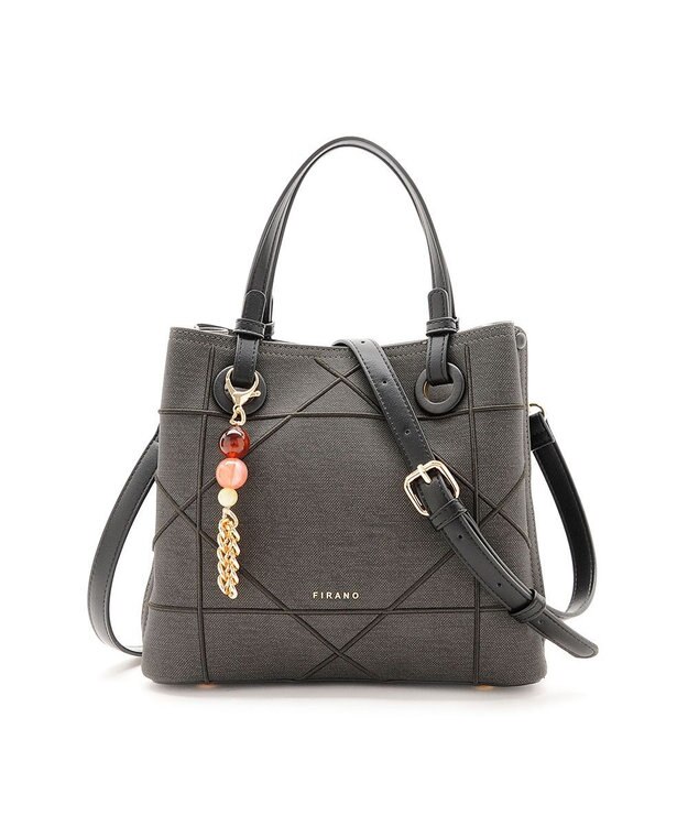 MioFIRANO カジュアルシッククロスラインハンドバッグ 2WAY チャーム付き　FIRANO フィラノ DARK GRAY
