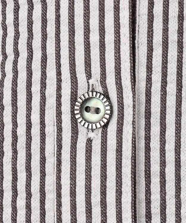 J.PRESS LADIES 【一枚で着映え】サッカージャージー バンドカラー カットソー スレートブラウンストライプ系1