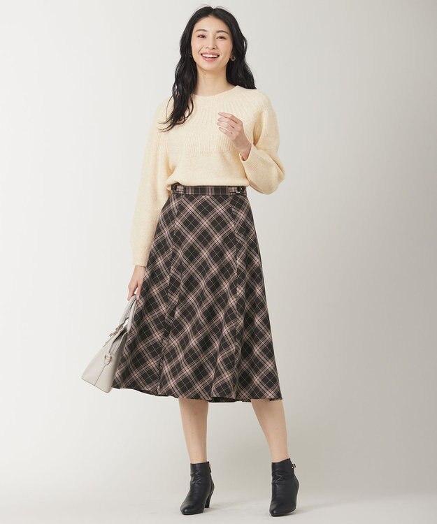 ANY SIS 【洗える】ソフトタッチ求心 ニット アイボリー