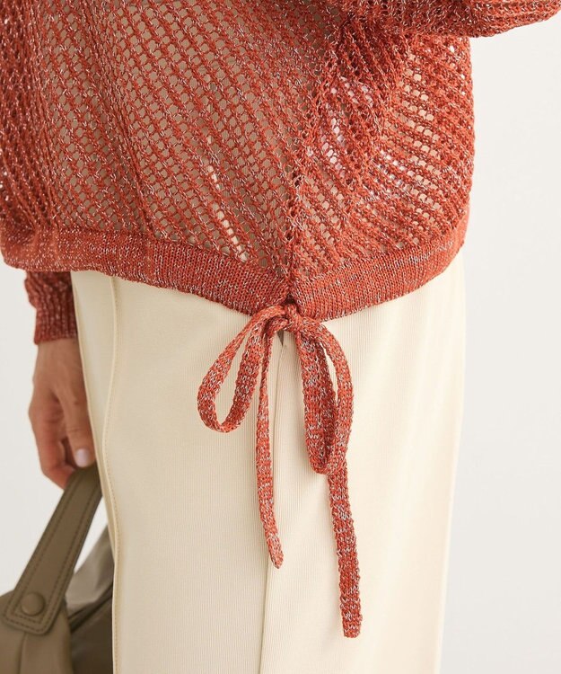 Green Parks ラメメッシュニットプルオーバー Orange