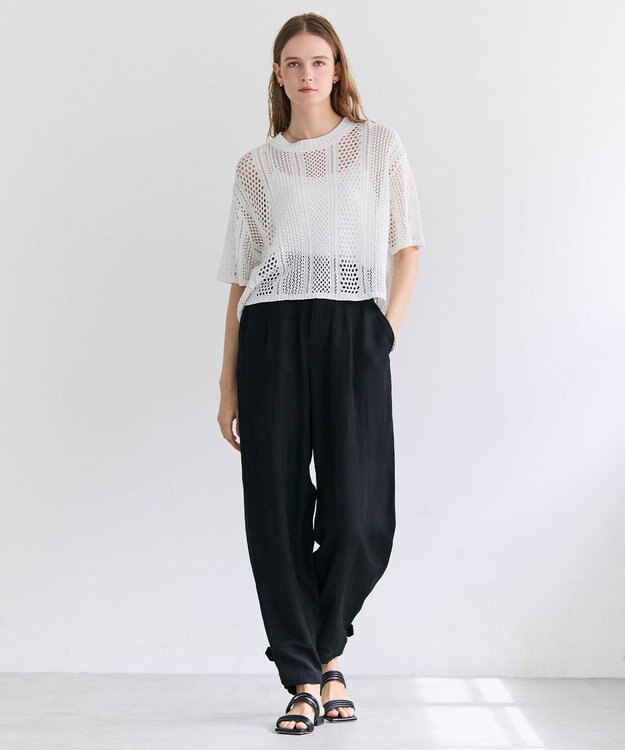 BEIGE， BERNARD / リネン混 ヘムタグ 2WAYパンツ Black