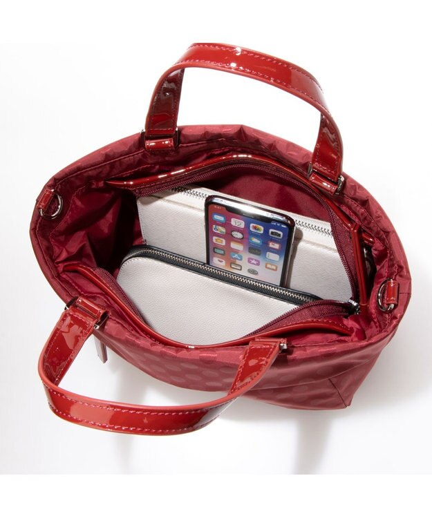 Y'SACCS PolkaDots口折れミニトート ワイン