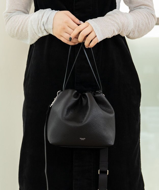 blancle シュリンクレザー ドローストリング2wayバッグ BLACK