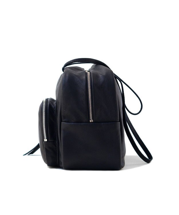 FOLNA RD ソフトレザーフロントポケットボストンバッグ ブラック