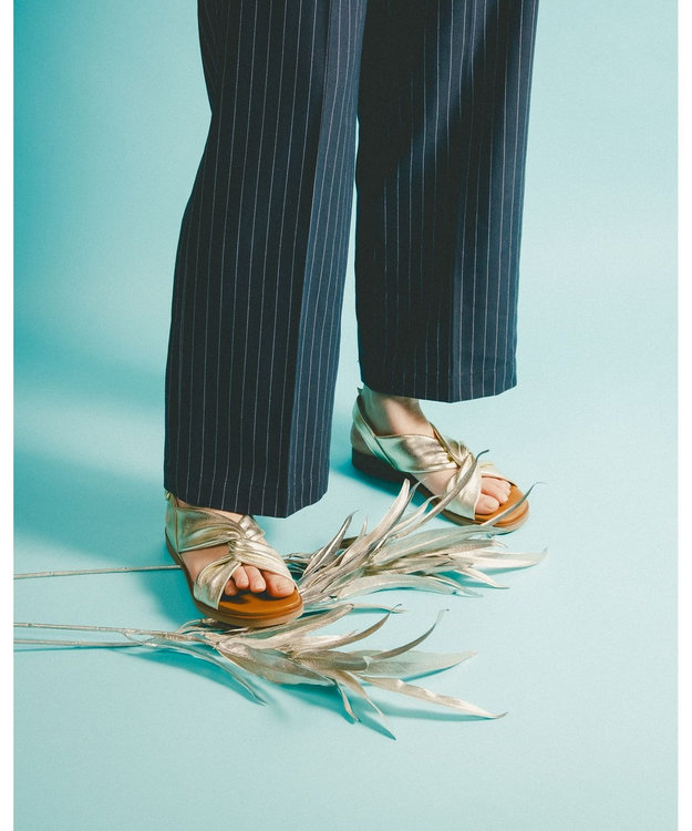 BONTRE 【BONTRE/ボントレ】ツイストローヒールサンダル/42751-VS ゴールド